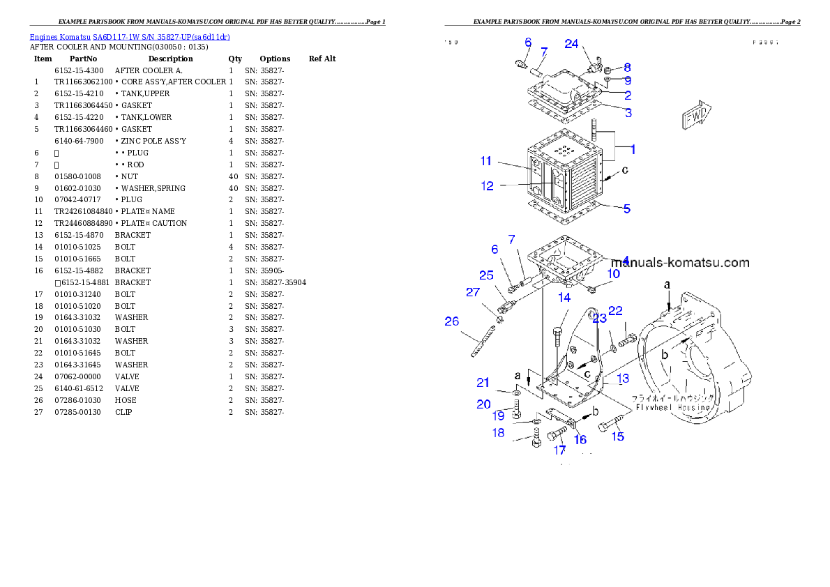 Protected: SA6D117-1W S/N 35827-UP Partsbook