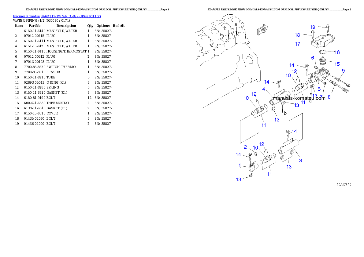 Protected: SA6D117-1W S/N 35827-UP Partsbook
