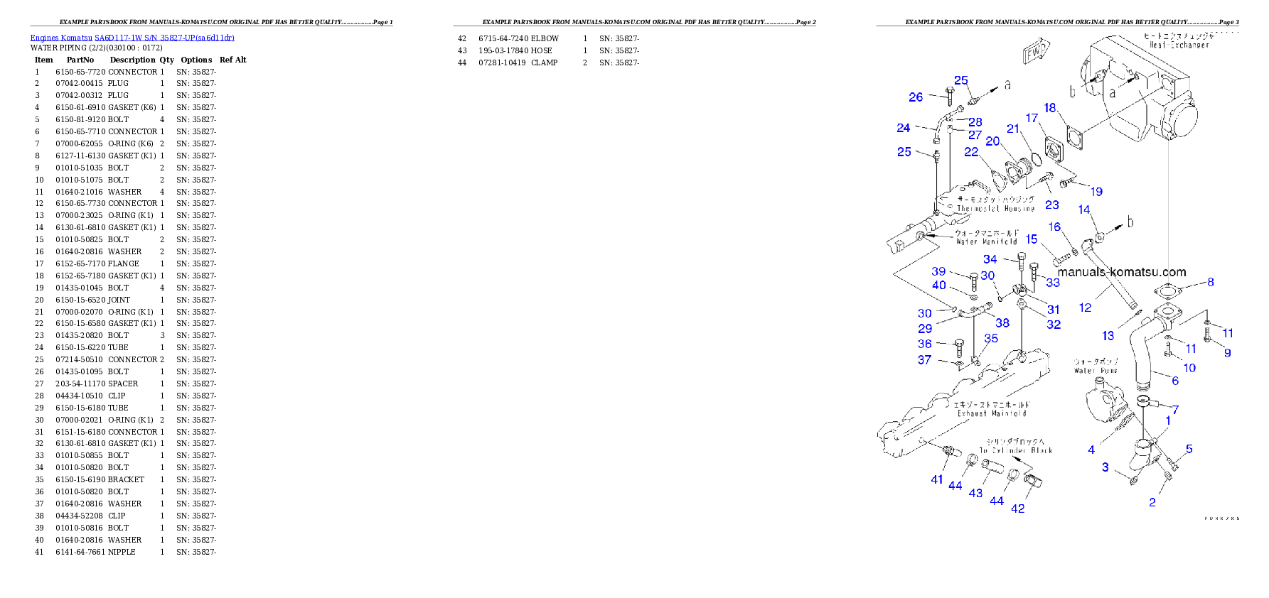Protected: SA6D117-1W S/N 35827-UP Partsbook