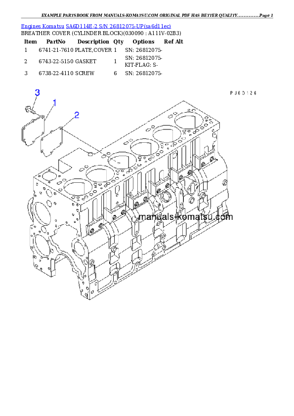 Protected: SA6D114E-2 S/N 26812075-UP Partsbook