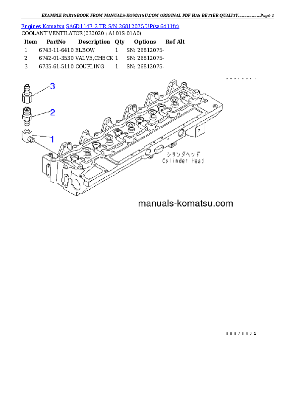 SA6D114E-2-TR S/N 26812075-UP Partsbook