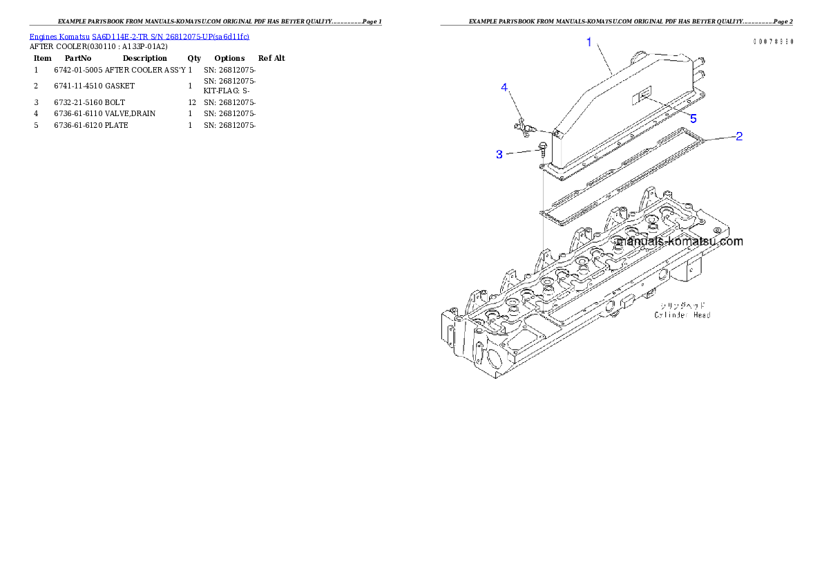 Protected: SA6D114E-2-TR S/N 26812075-UP Partsbook