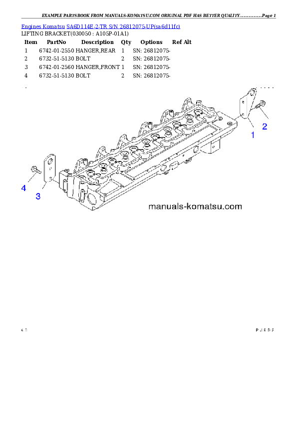 Protected: SA6D114E-2-TR S/N 26812075-UP Partsbook