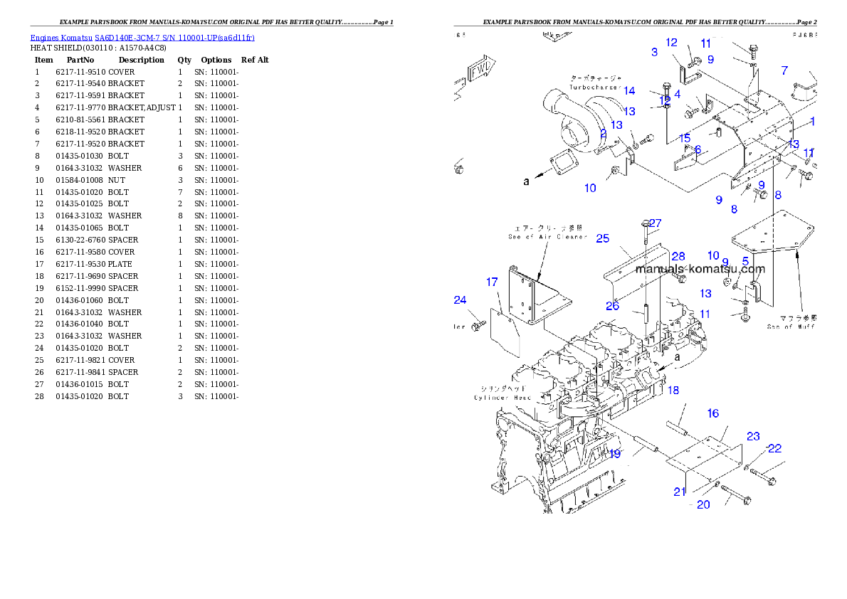 Protected: SA6D140E-3CM-7 S/N 110001-UP Partsbook