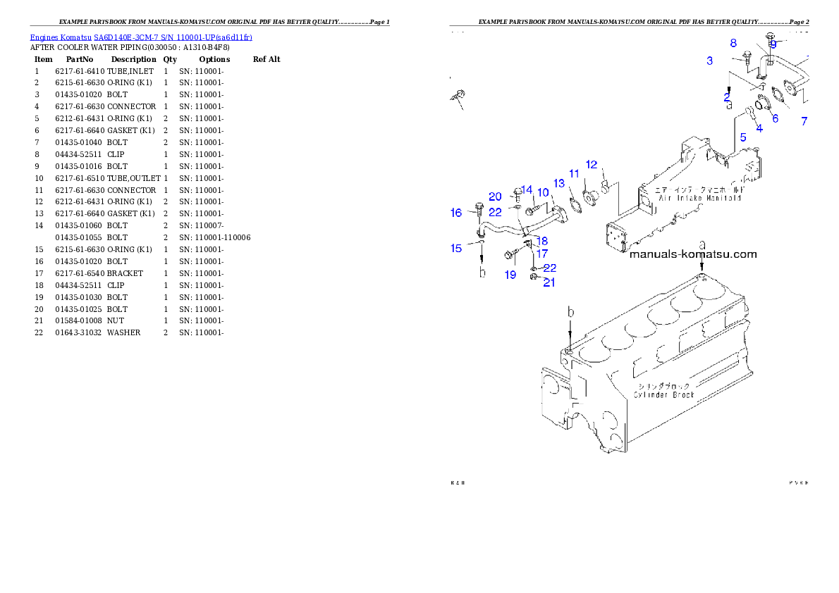 Protected: SA6D140E-3CM-7 S/N 110001-UP Partsbook