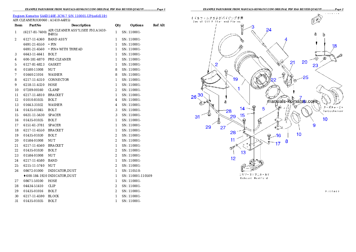Protected: SA6D140E-3CM-7 S/N 110001-UP Partsbook