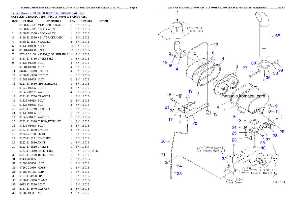 Protected: SA6D108-1C-7T S/N 10001-UP Partsbook