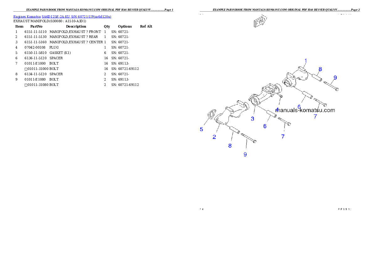Protected: SA6D125E-2A-KU S/N 60721-UP Partsbook