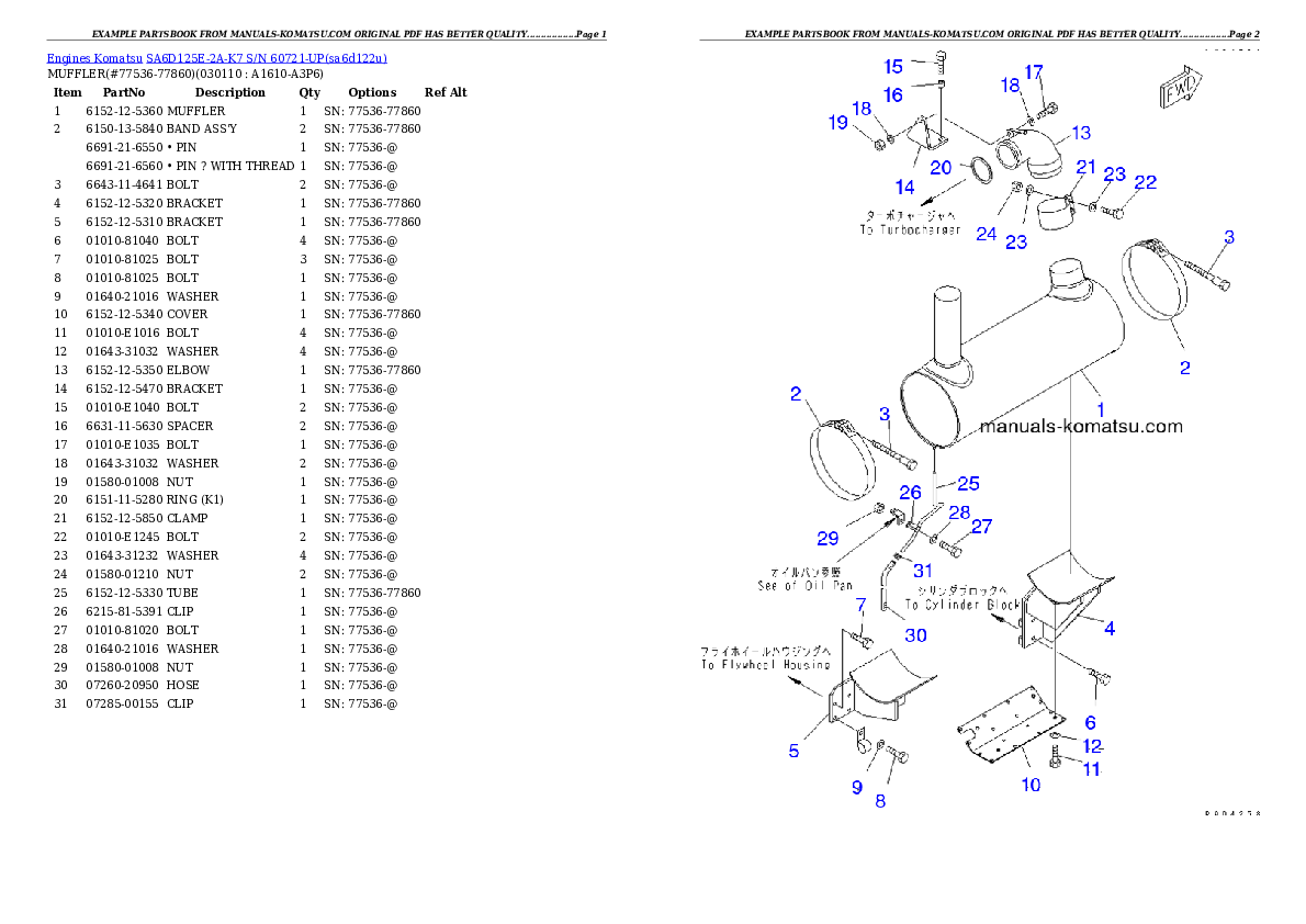 Protected: SA6D125E-2A-K7 S/N 60721-UP Partsbook