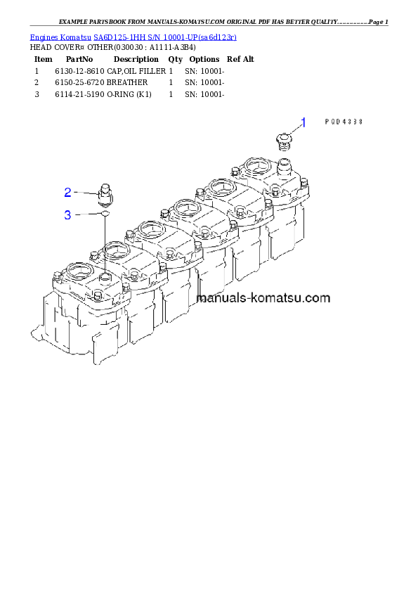 SA6D125-1HH S/N 10001-UP Partsbook