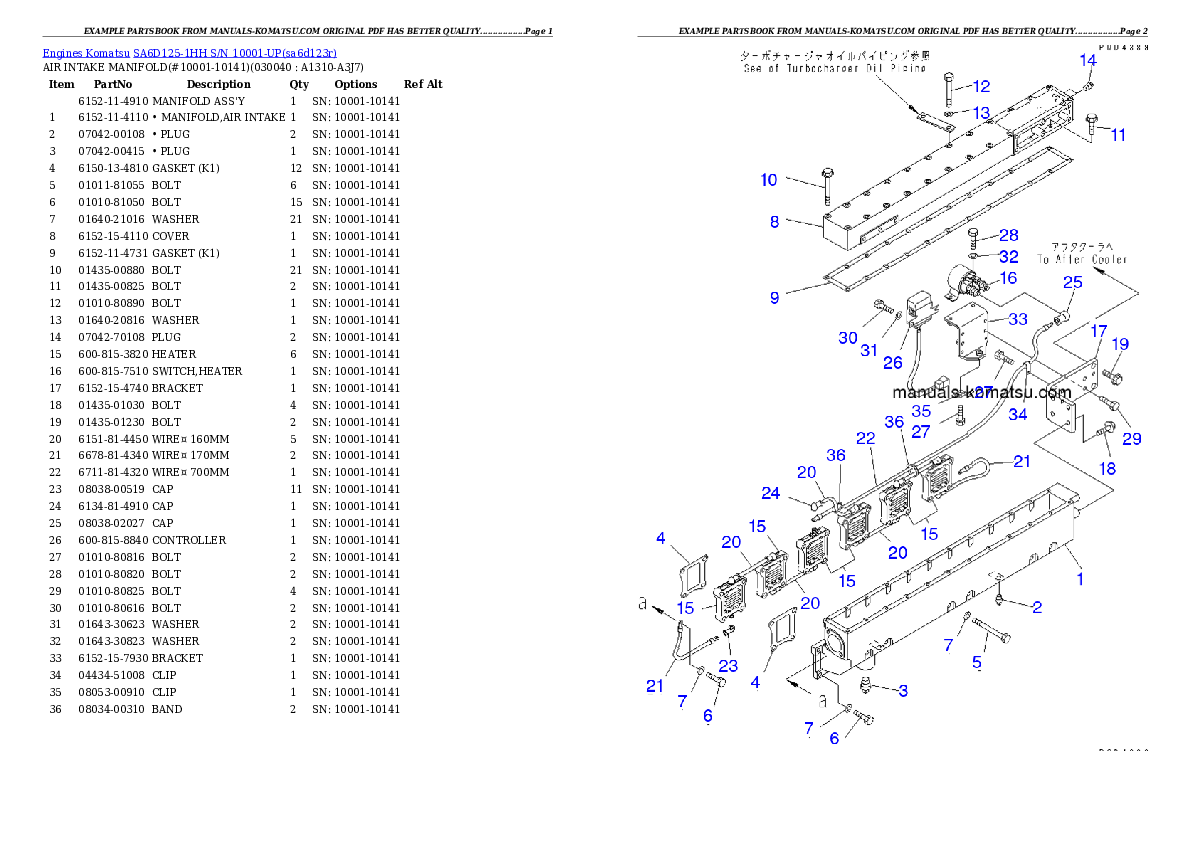 Protected: SA6D125-1HH S/N 10001-UP Partsbook