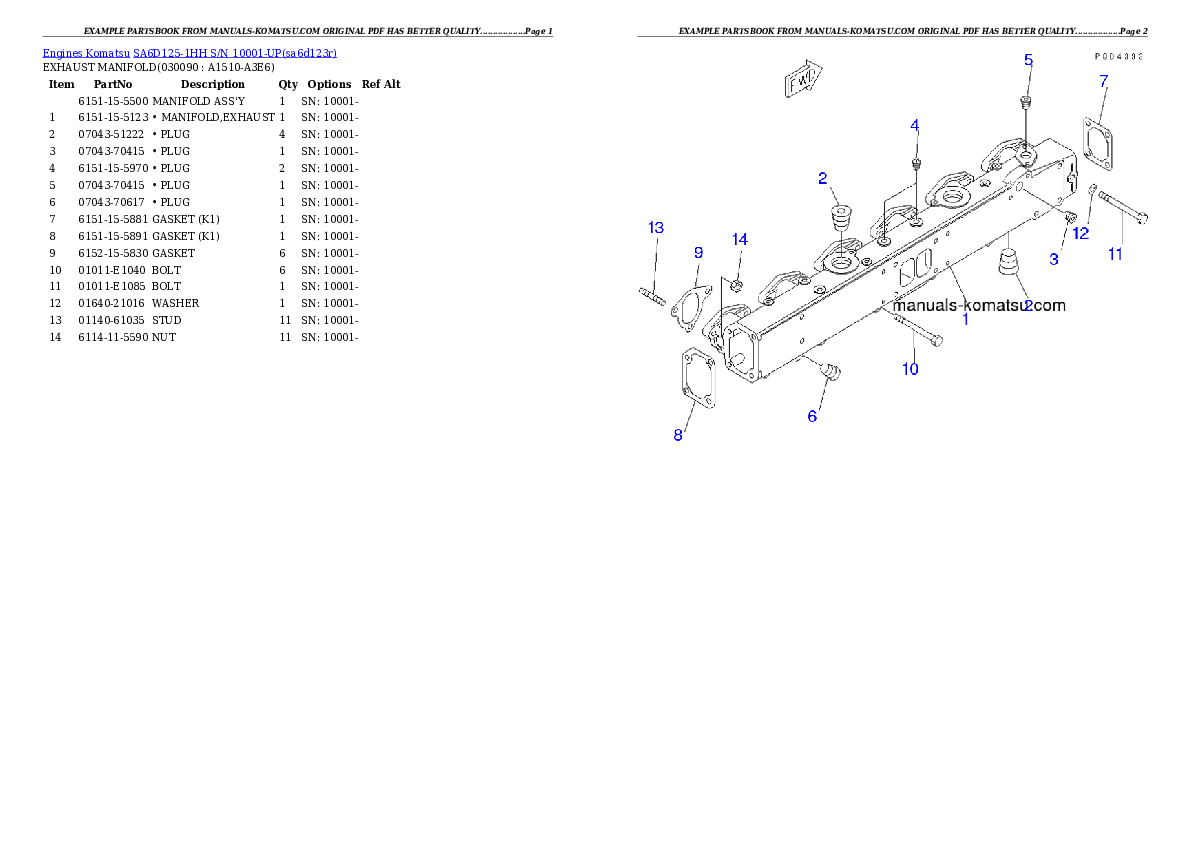 Protected: SA6D125-1HH S/N 10001-UP Partsbook