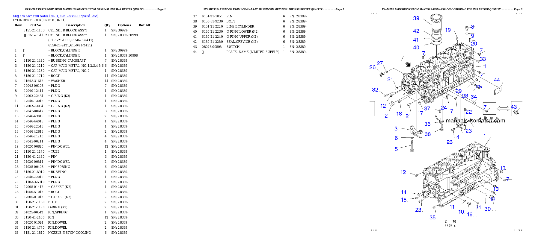 Protected: SA6D125-1Q S/N 28389-UP Partsbook