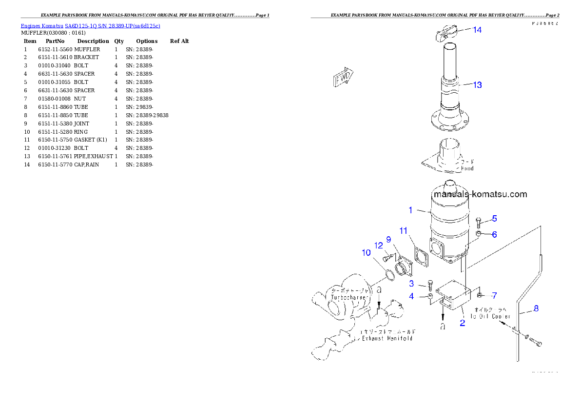 Protected: SA6D125-1Q S/N 28389-UP Partsbook