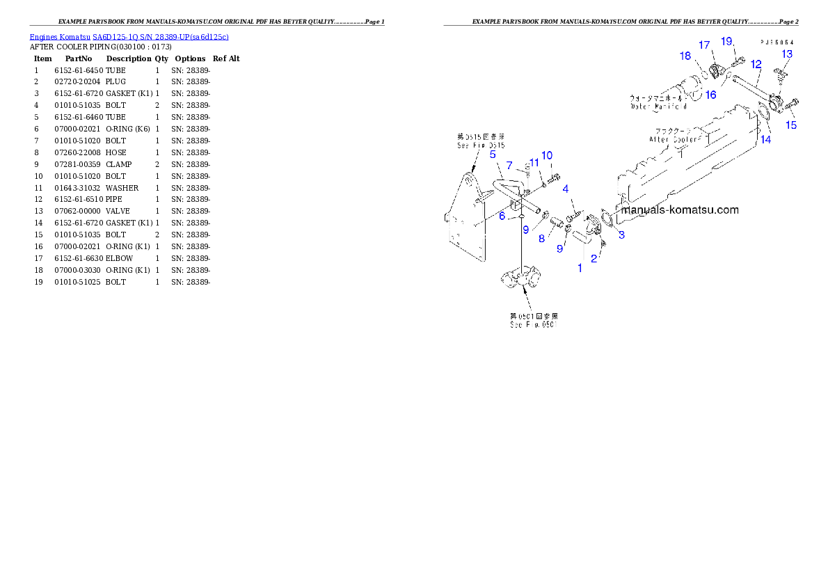 Protected: SA6D125-1Q S/N 28389-UP Partsbook