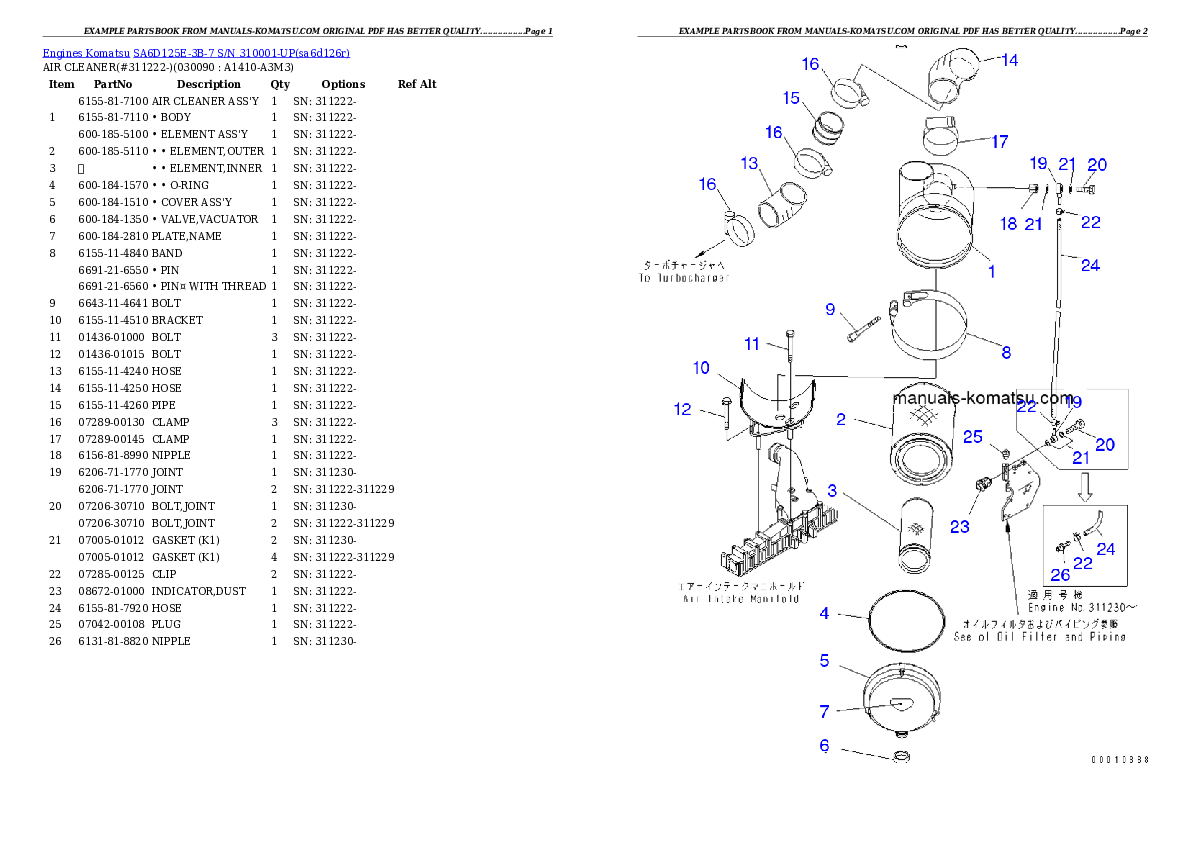 Protected: SA6D125E-3B-7 S/N 310001-UP Partsbook