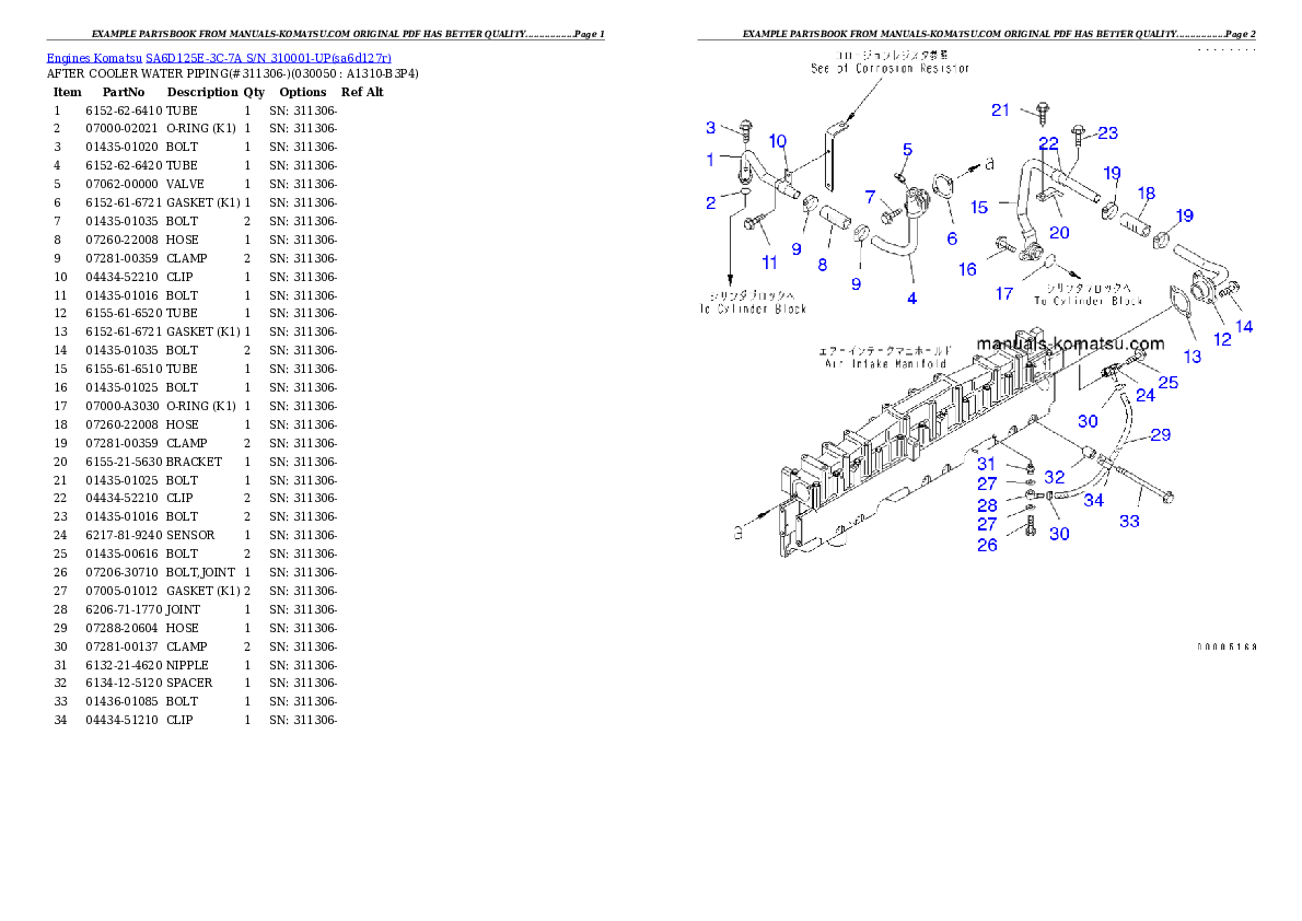 Protected: SA6D125E-3C-7A S/N 310001-UP Partsbook