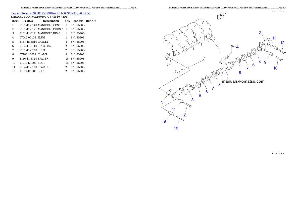 Protected: SA6D125E-2GD-W7 S/N 65905-UP Partsbook