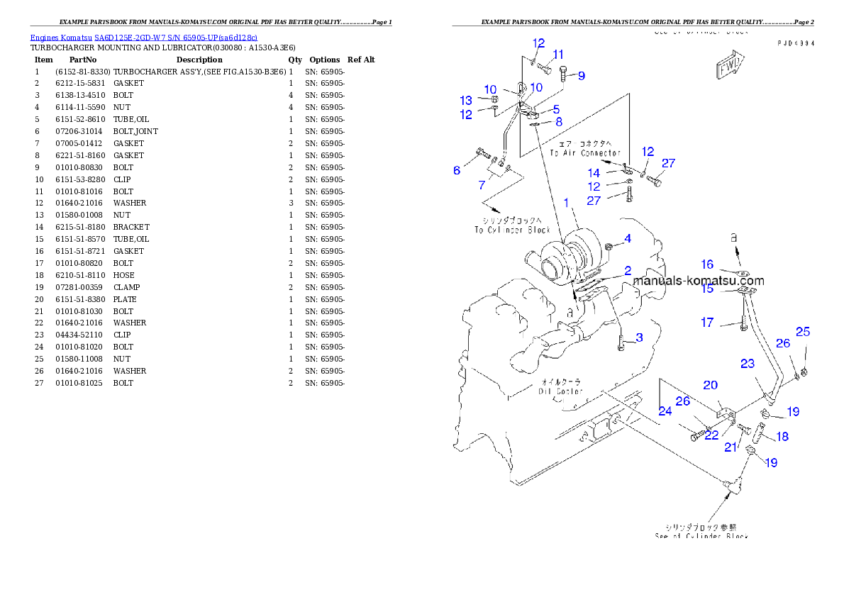 Protected: SA6D125E-2GD-W7 S/N 65905-UP Partsbook