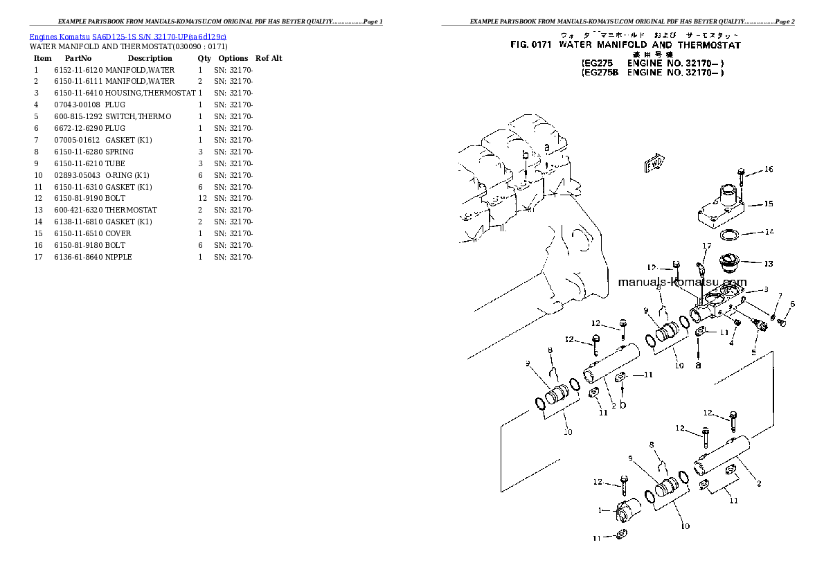 Protected: SA6D125-1S S/N 32170-UP Partsbook