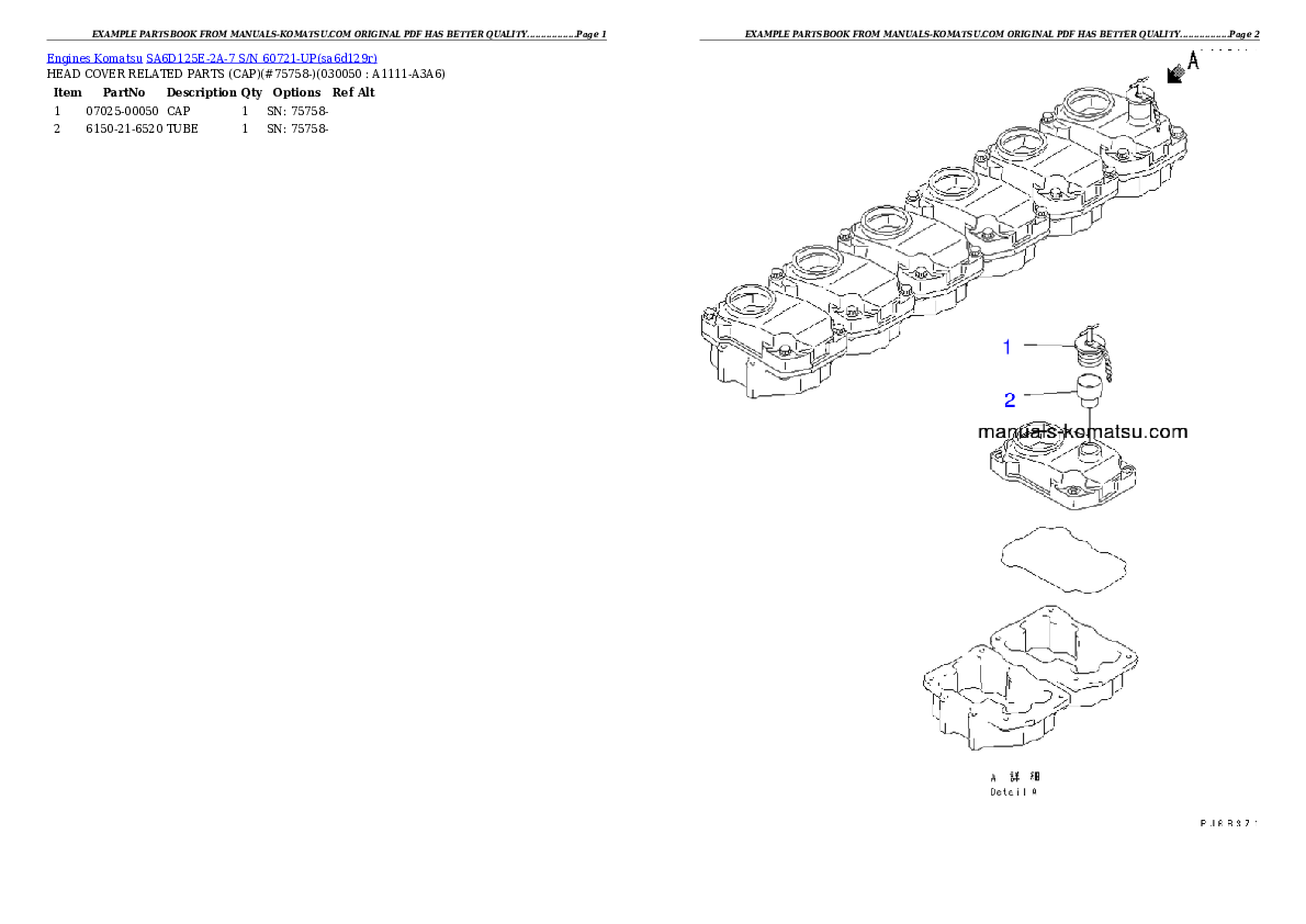Protected: SA6D125E-2A-7 S/N 60721-UP Partsbook