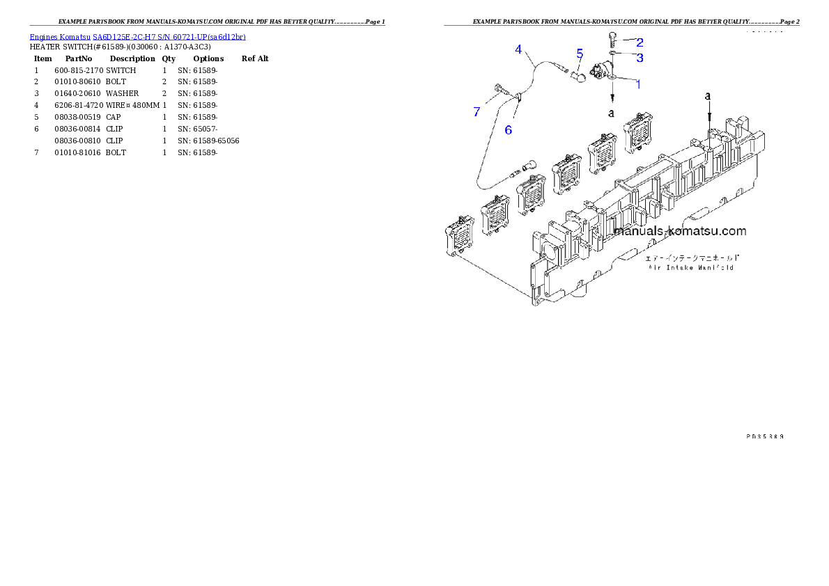 Protected: SA6D125E-2C-H7 S/N 60721-UP Partsbook