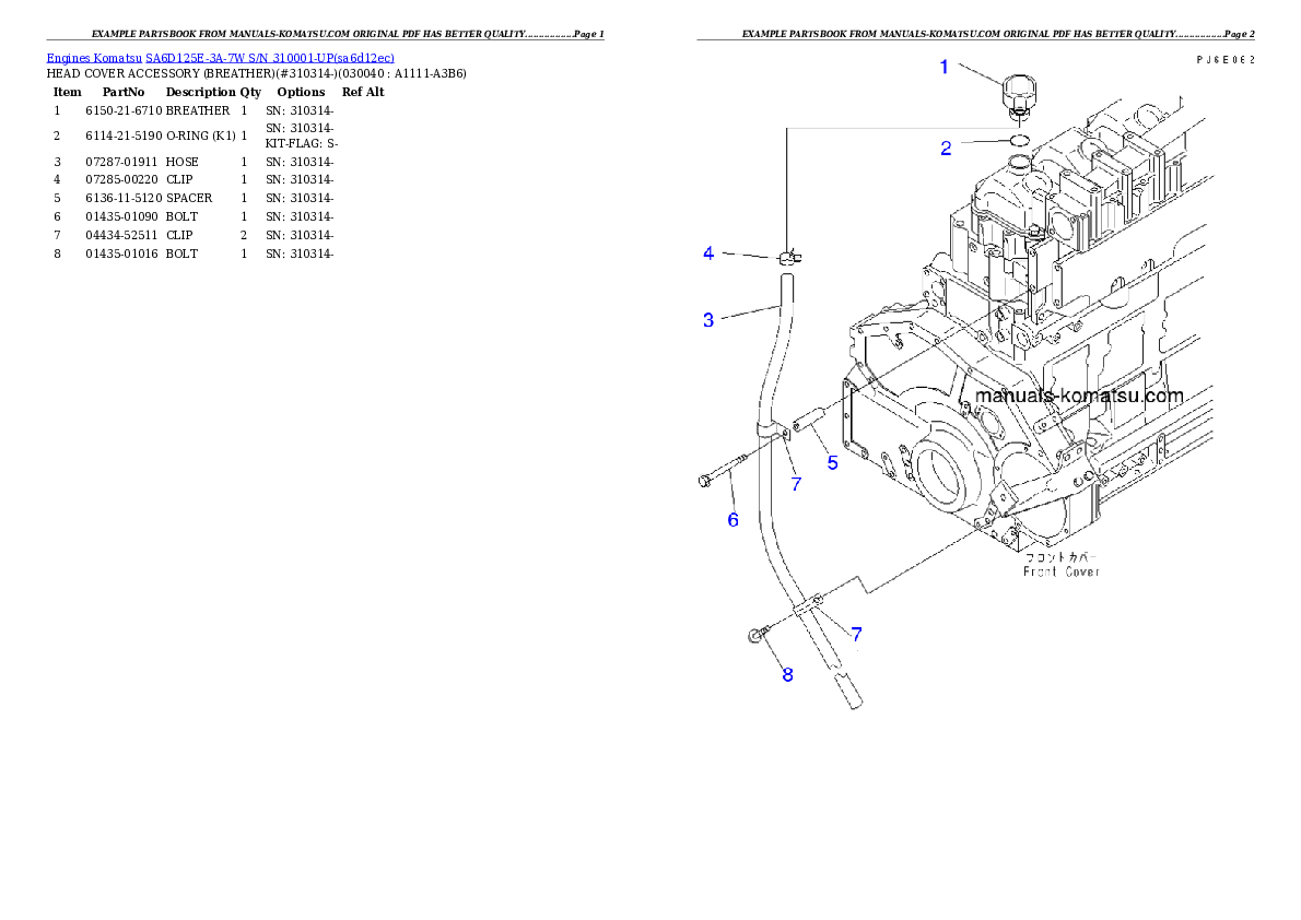 Protected: SA6D125E-3A-7W S/N 310001-UP Partsbook