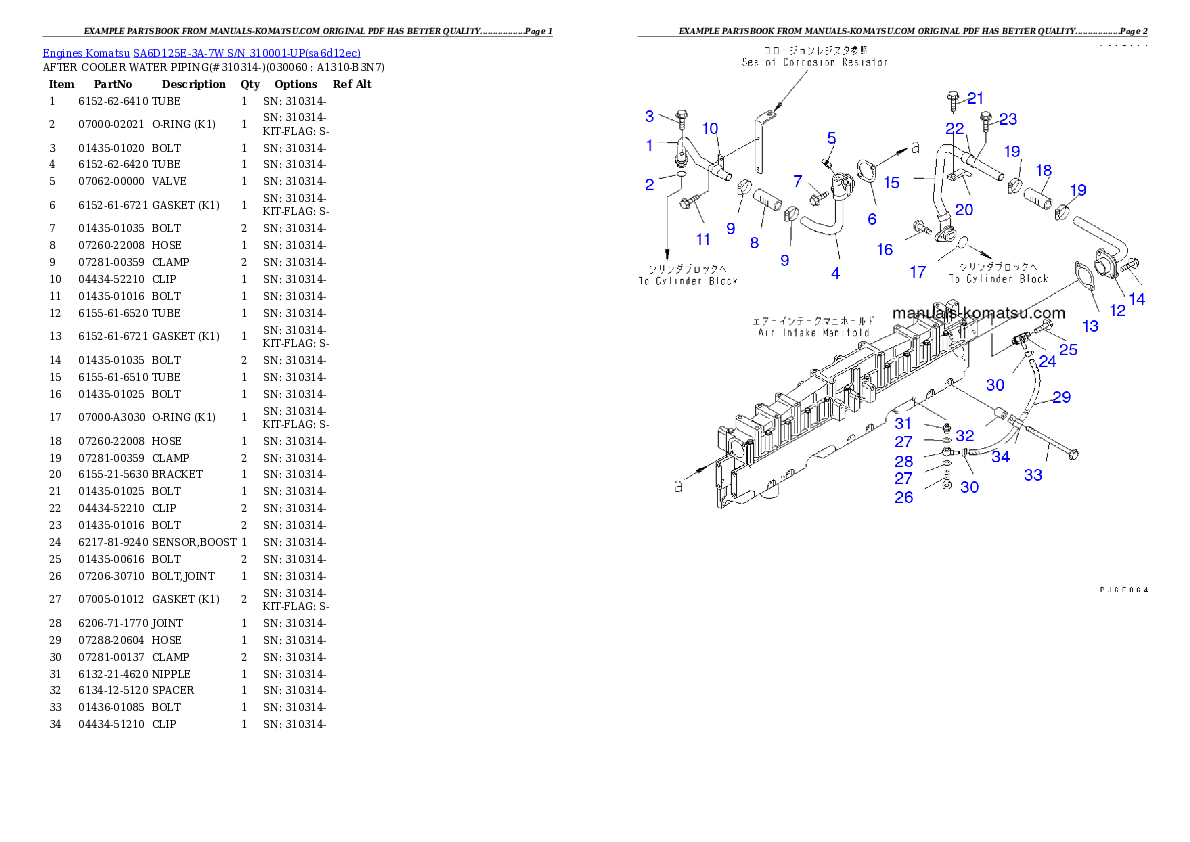 Protected: SA6D125E-3A-7W S/N 310001-UP Partsbook