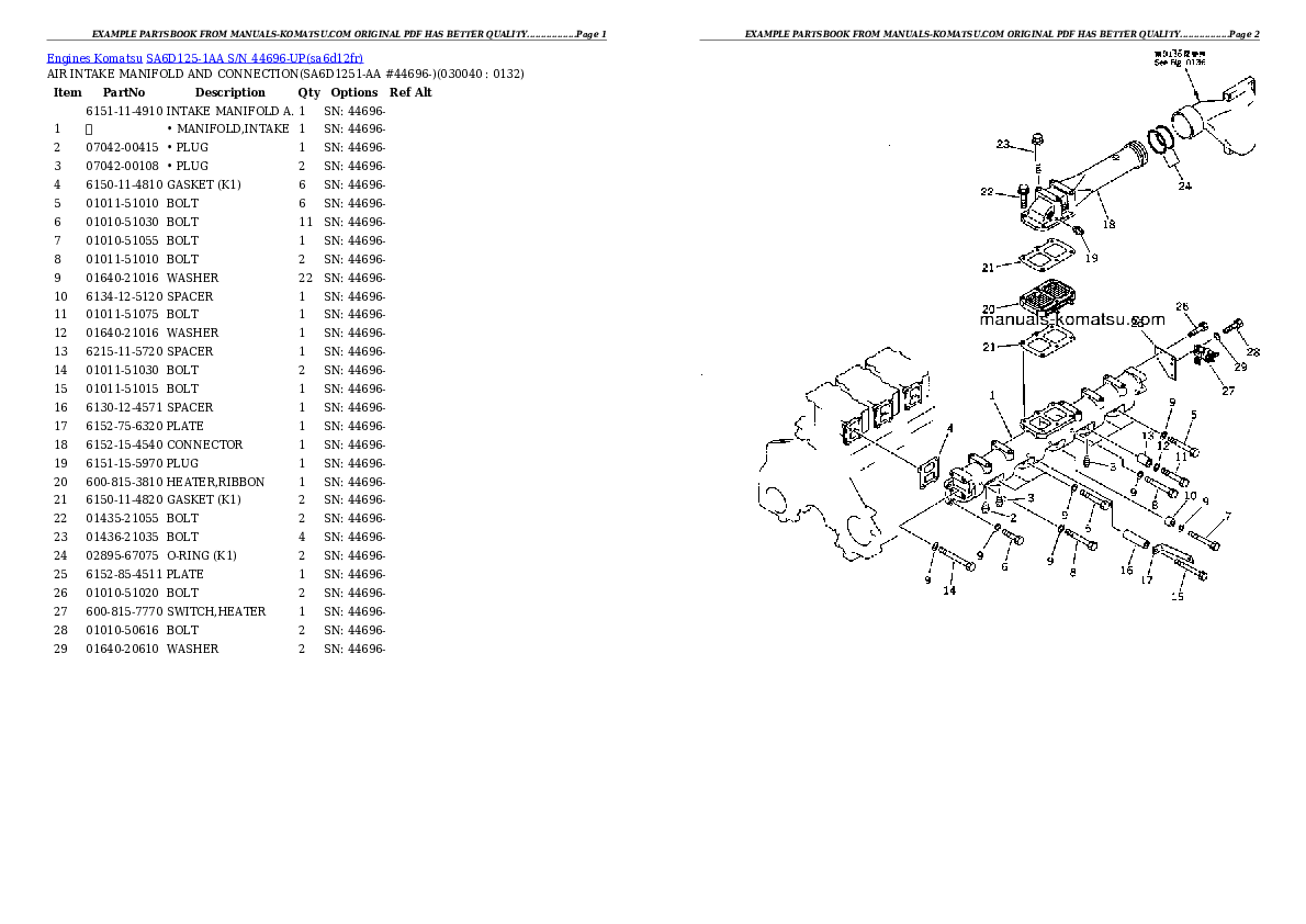 Protected: SA6D125-1AA S/N 44696-UP Partsbook