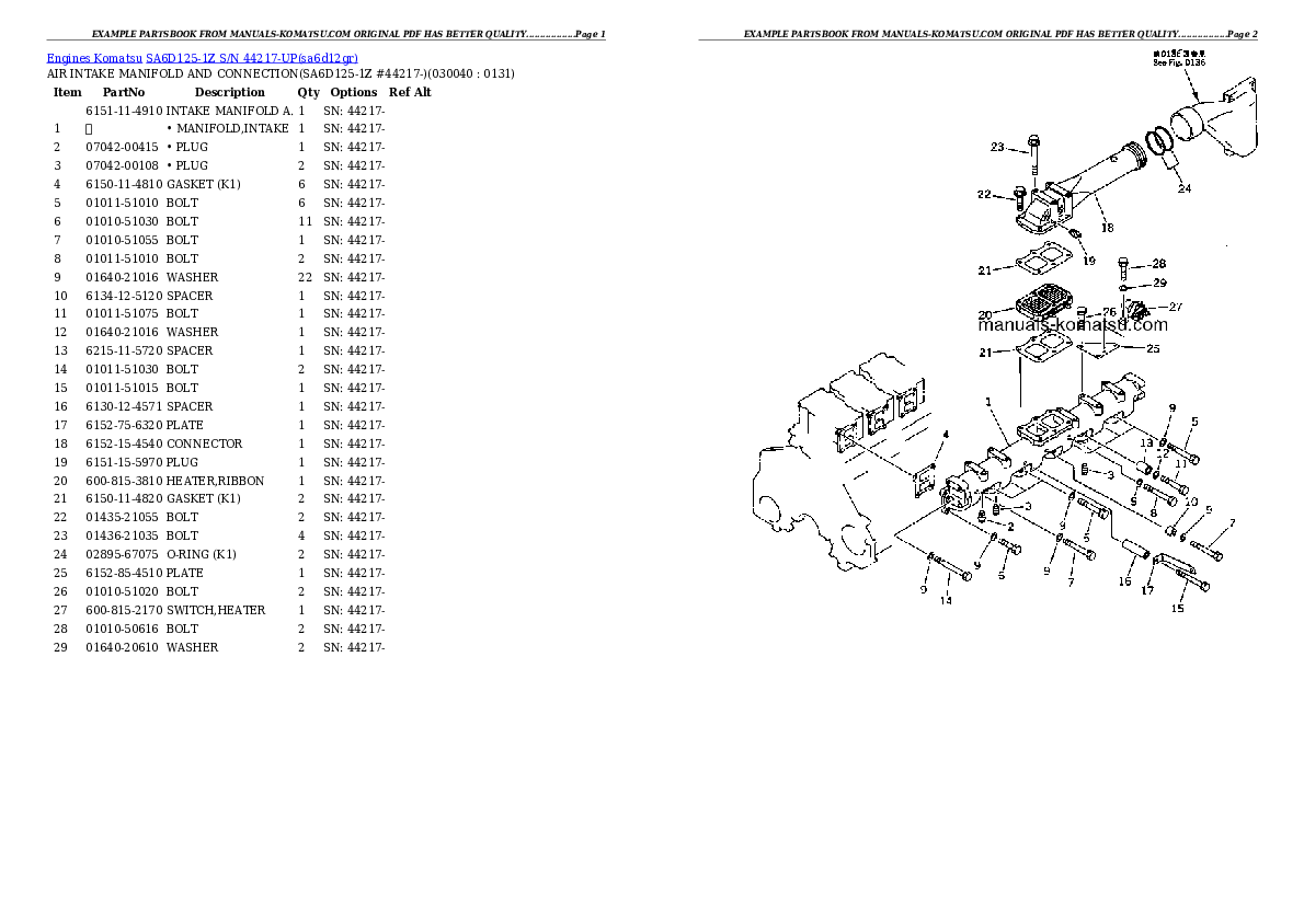 Protected: SA6D125-1Z S/N 44217-UP Partsbook