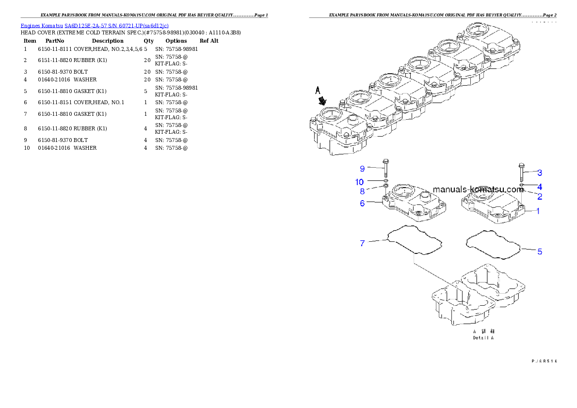 Protected: SA6D125E-2A-57 S/N 60721-UP Partsbook
