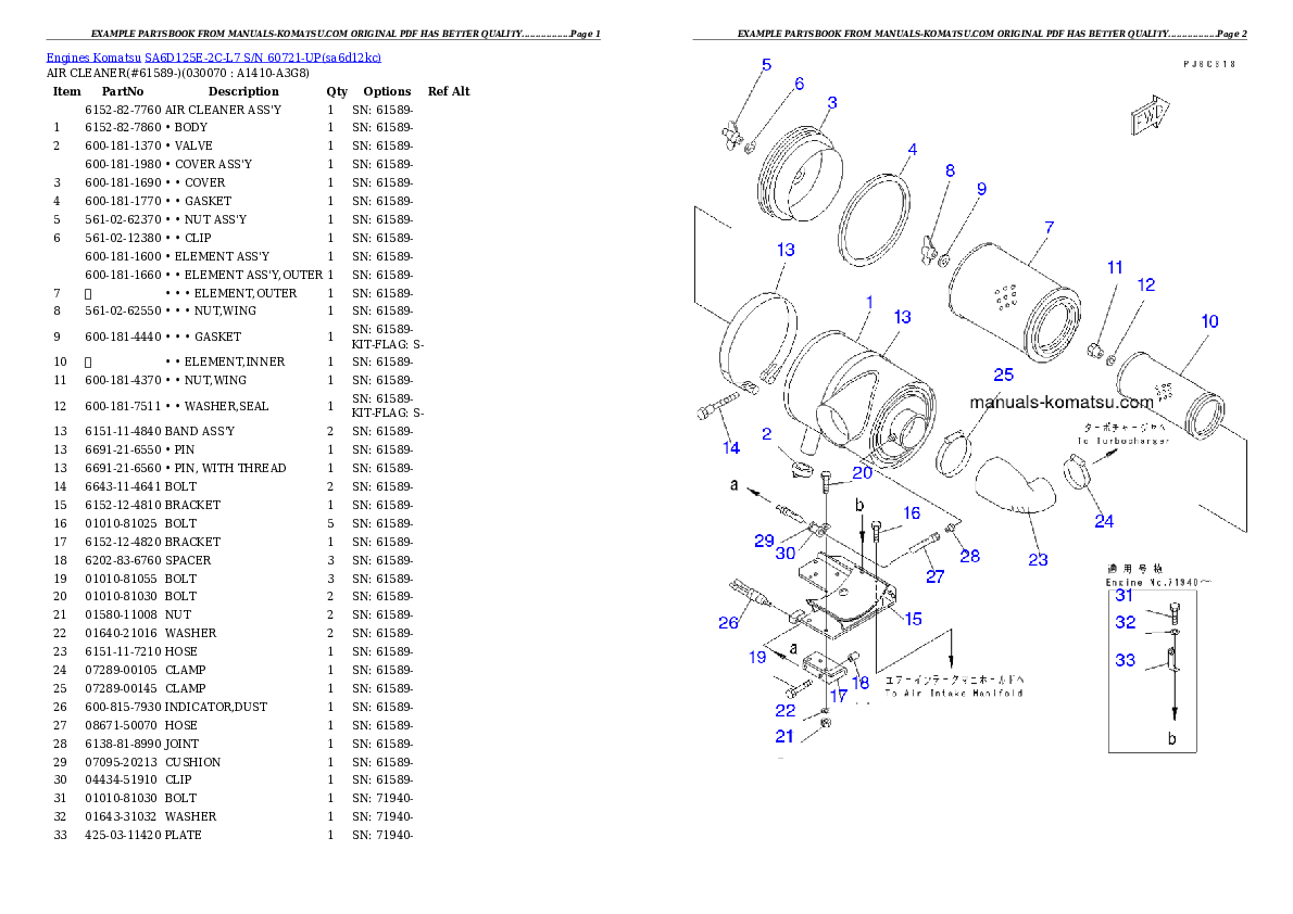 Protected: SA6D125E-2C-L7 S/N 60721-UP Partsbook