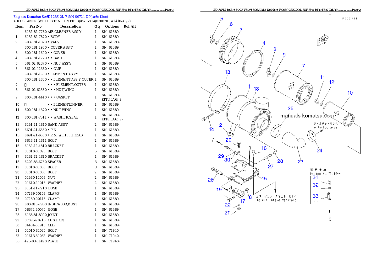 Protected: SA6D125E-2L-7 S/N 60721-UP Partsbook