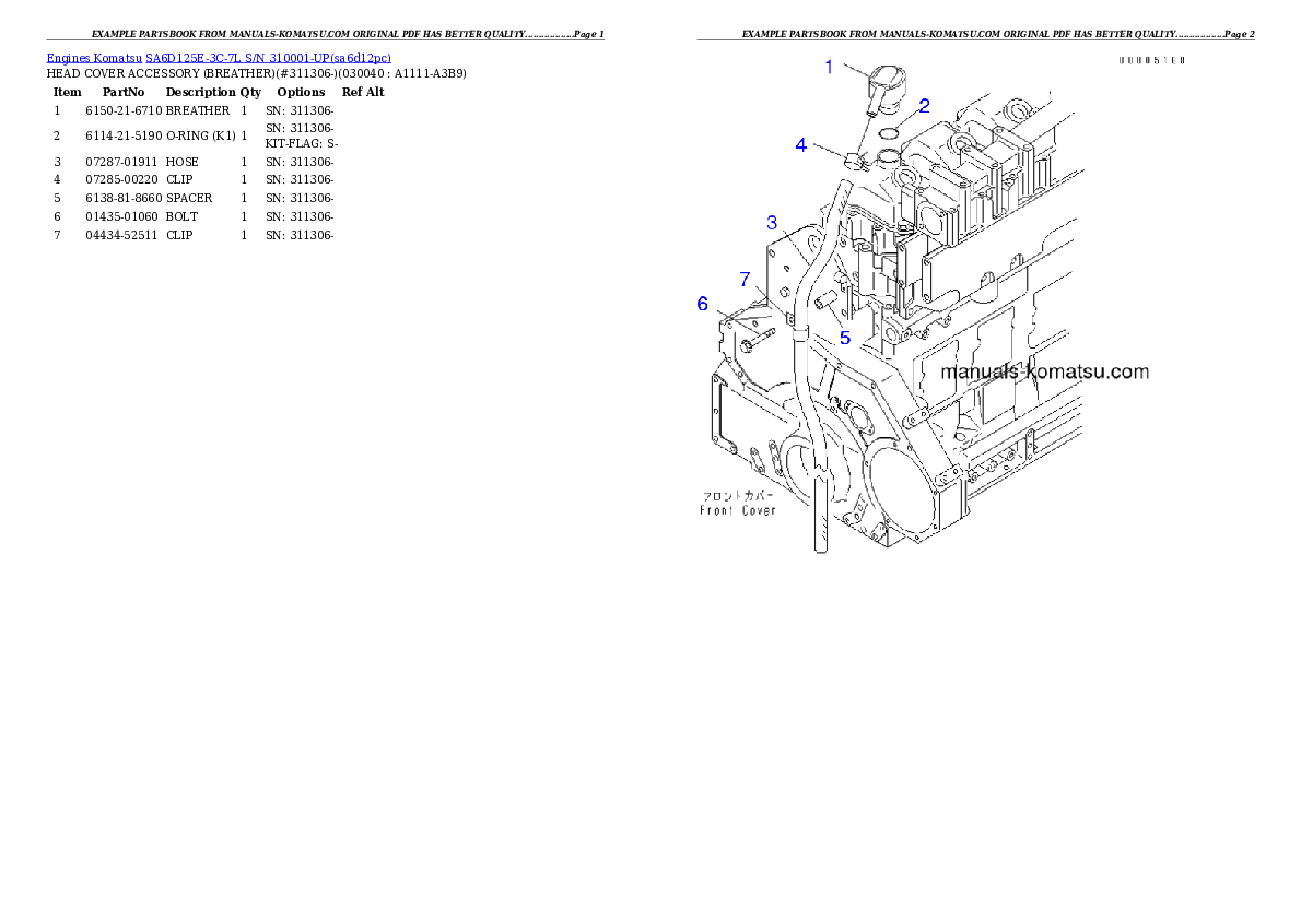 Protected: SA6D125E-3C-7L S/N 310001-UP Partsbook