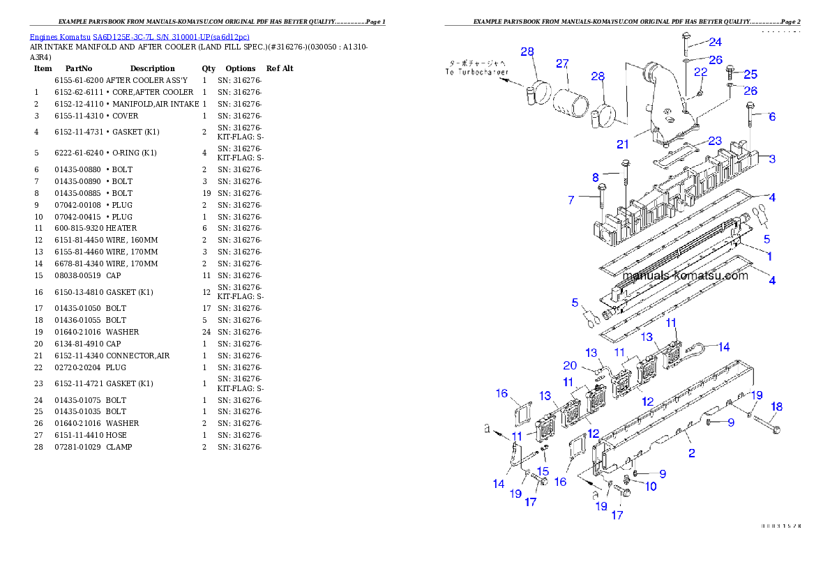 Protected: SA6D125E-3C-7L S/N 310001-UP Partsbook