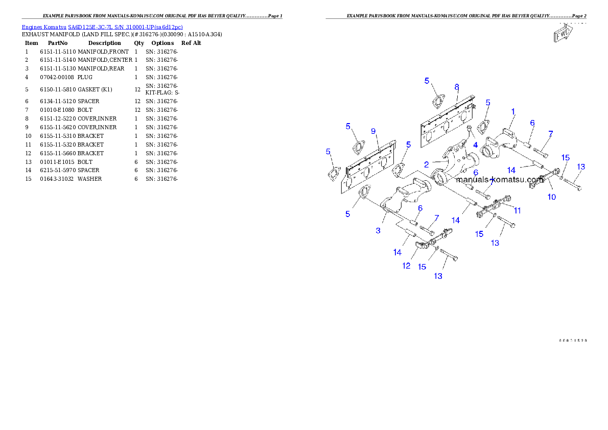 Protected: SA6D125E-3C-7L S/N 310001-UP Partsbook