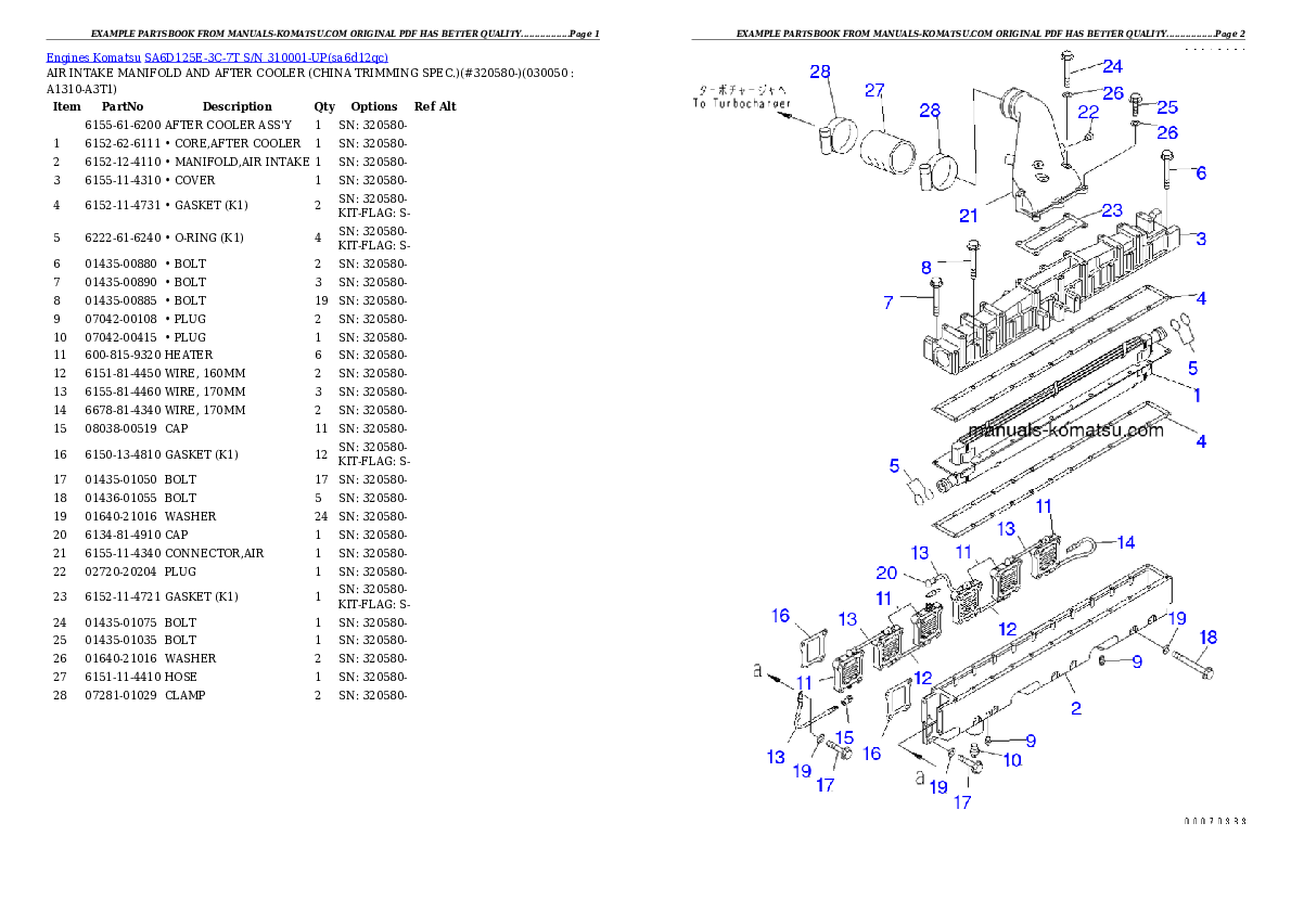 Protected: SA6D125E-3C-7T S/N 310001-UP Partsbook