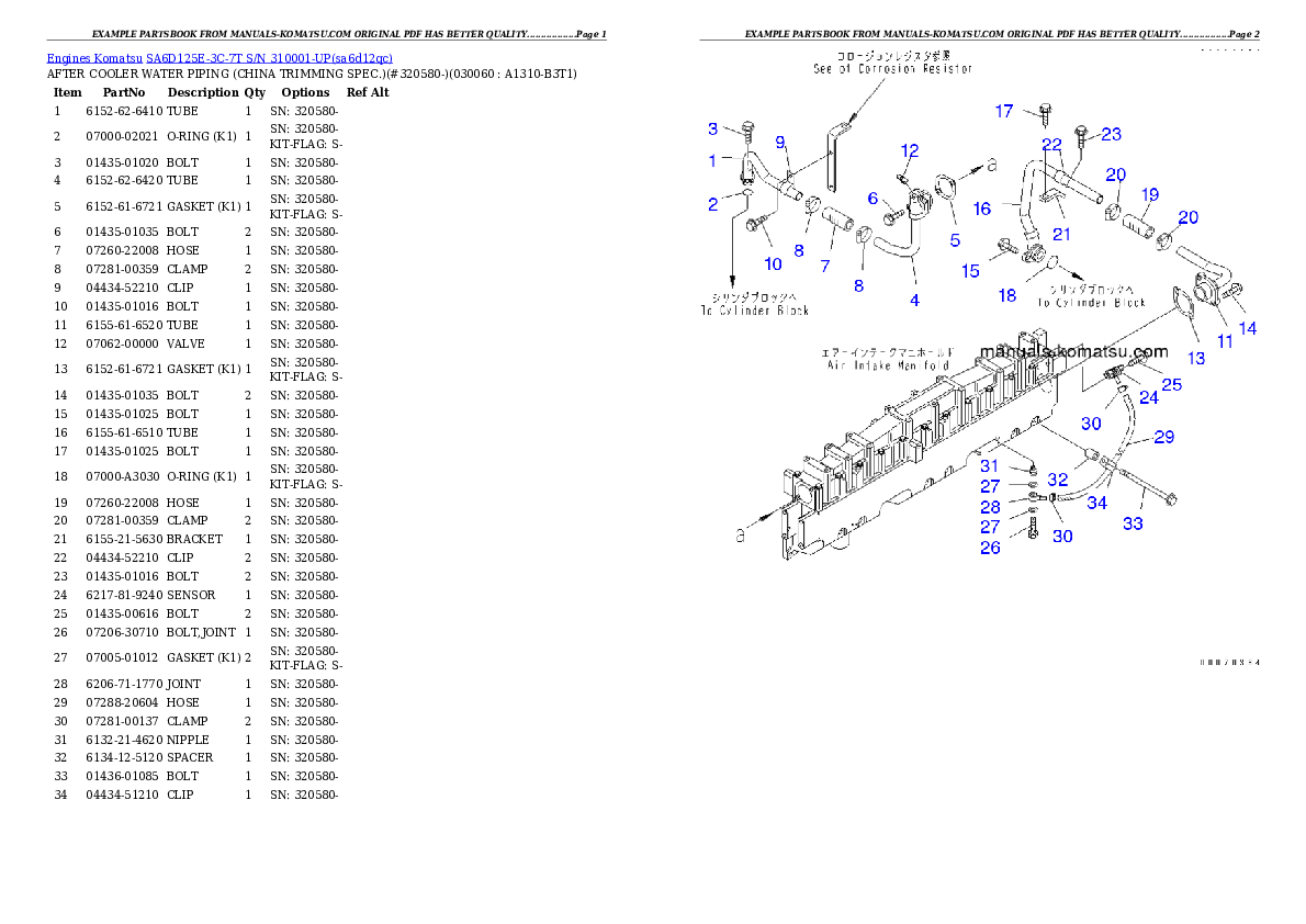 Protected: SA6D125E-3C-7T S/N 310001-UP Partsbook
