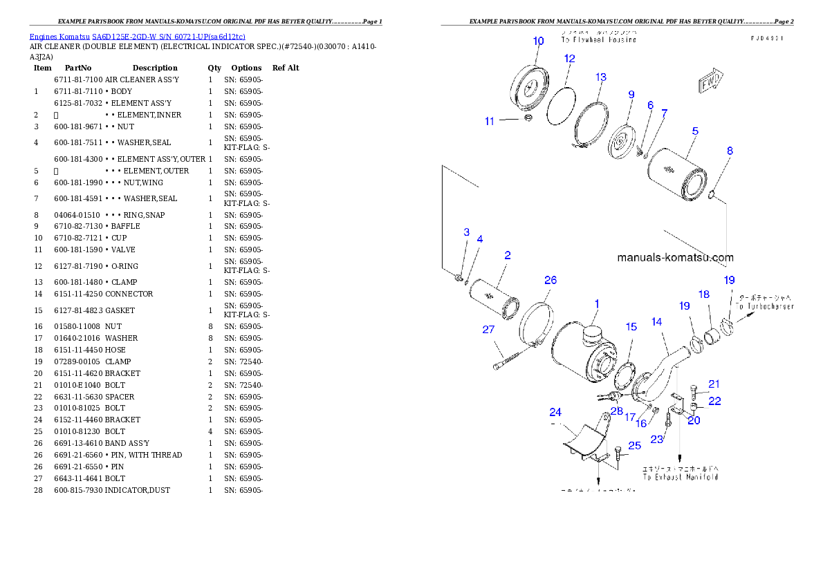 Protected: SA6D125E-2GD-W S/N 60721-UP Partsbook