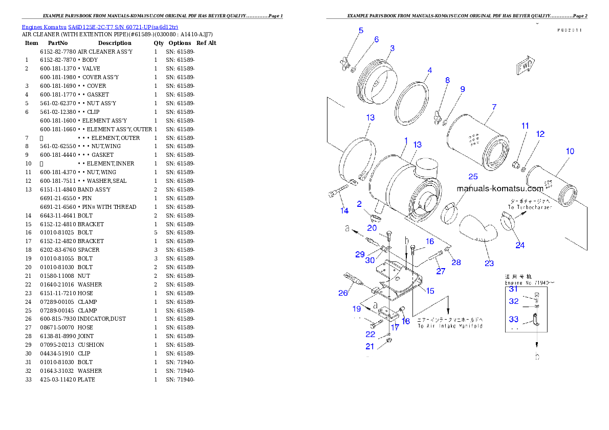 Protected: SA6D125E-2C-T7 S/N 60721-UP Partsbook