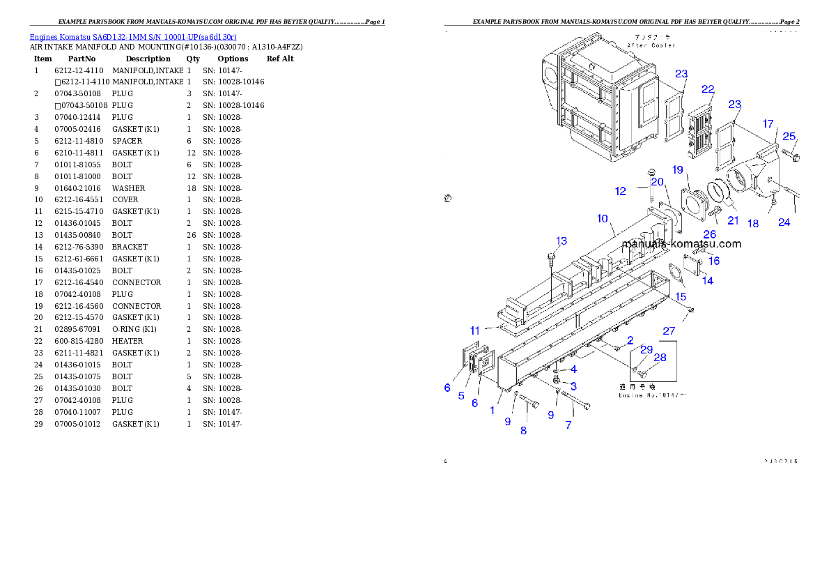 Protected: SA6D132-1MM S/N 10001-UP Partsbook
