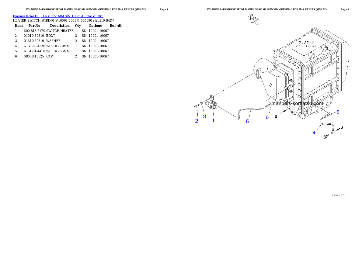 Protected: SA6D132-1MM S/N 10001-UP Partsbook