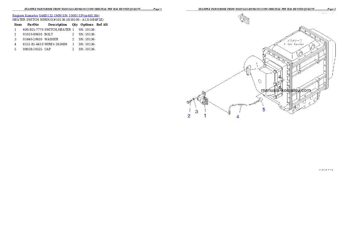 Protected: SA6D132-1MM S/N 10001-UP Partsbook