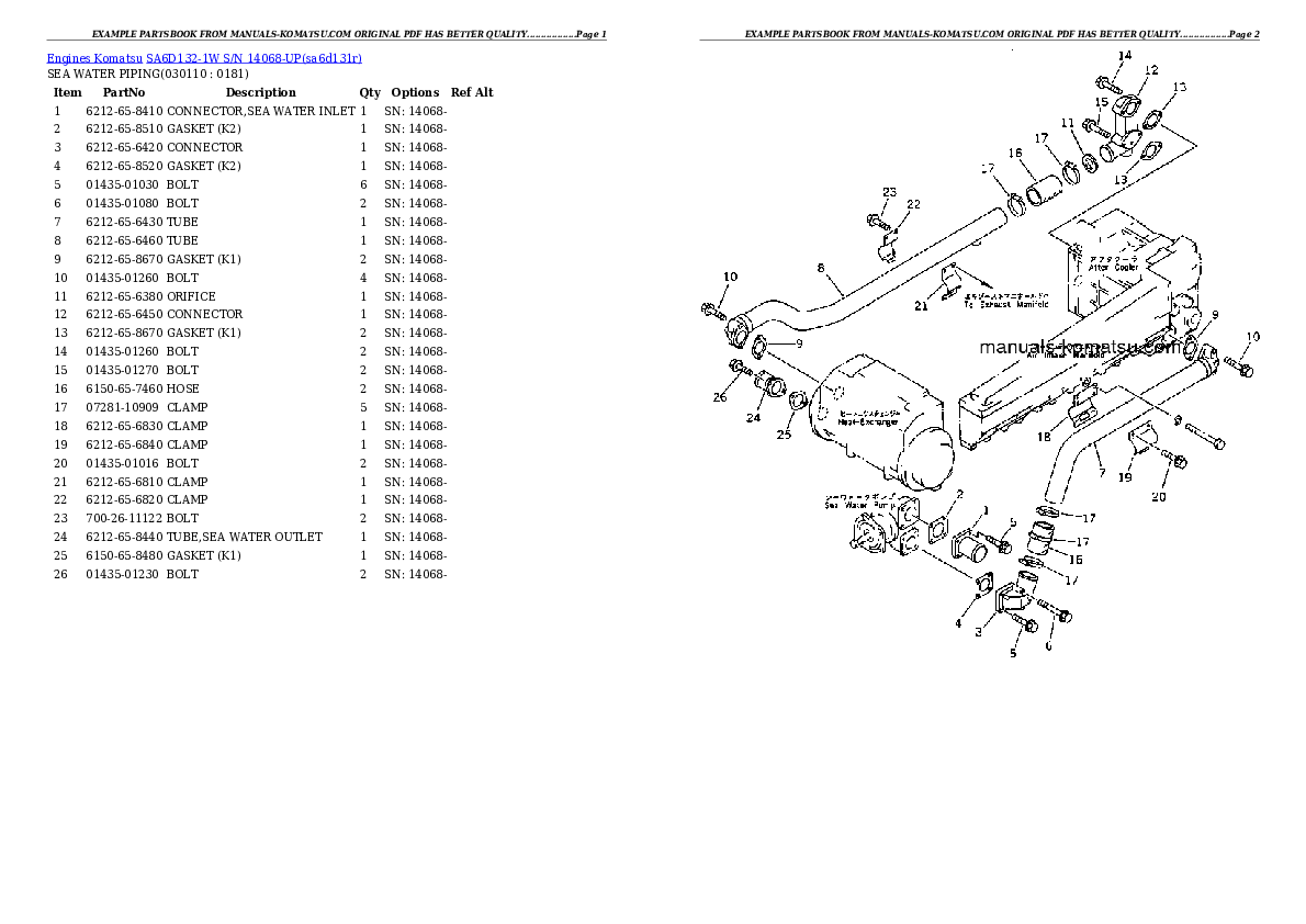 Protected: SA6D132-1W S/N 14068-UP Partsbook