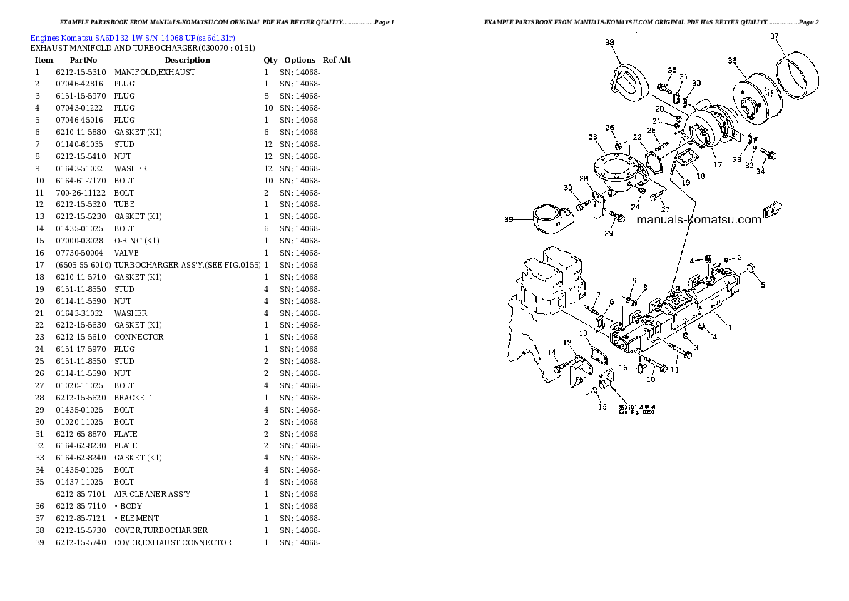 Protected: SA6D132-1W S/N 14068-UP Partsbook