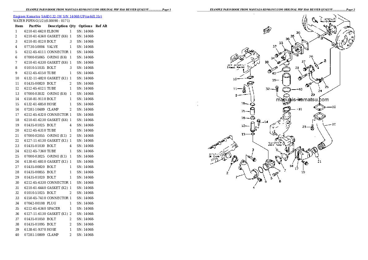 Protected: SA6D132-1W S/N 14068-UP Partsbook