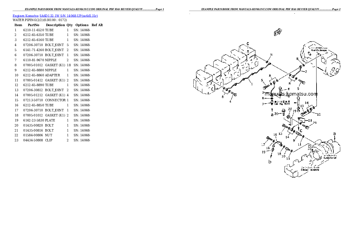 Protected: SA6D132-1W S/N 14068-UP Partsbook