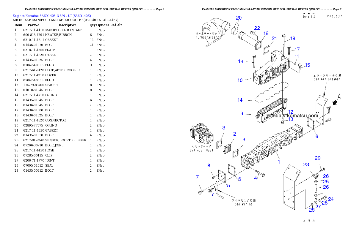 Protected: SA6D140E-3 S/N .-UP Partsbook