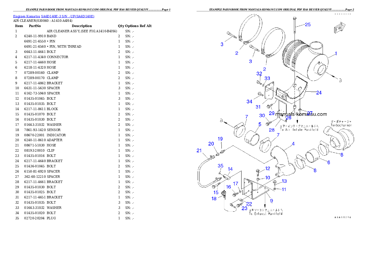 Protected: SA6D140E-3 S/N .-UP Partsbook