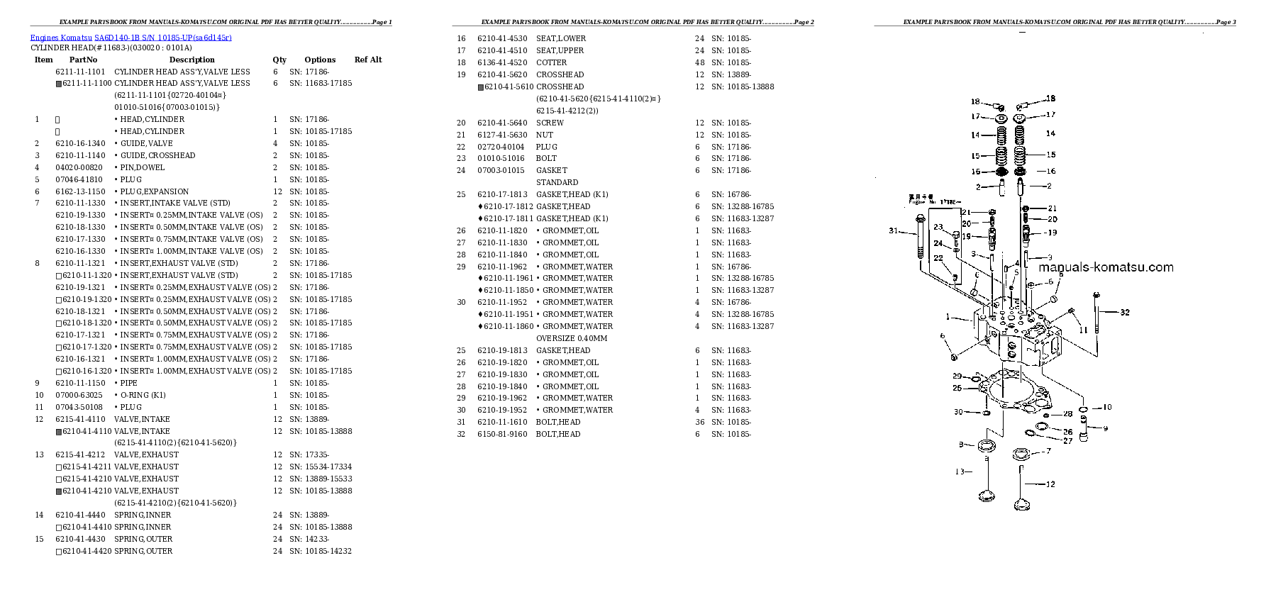 SA6D140-1B S/N 10185-UP Partsbook